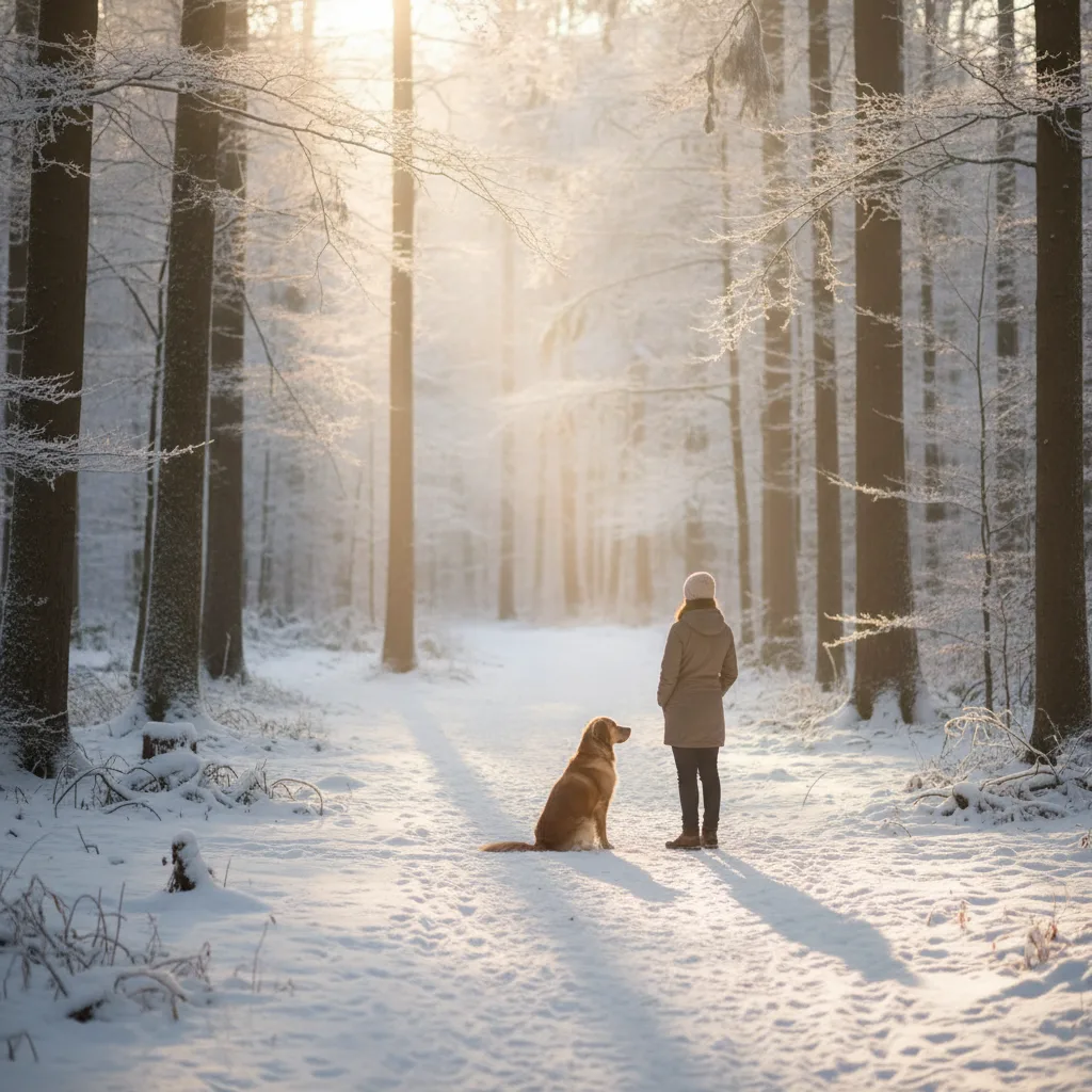 promenade chien hiver forêt Île-de-France