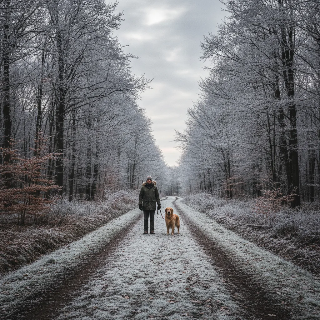 promenade chien hiver forêt Île-de-France